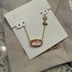 🩷Kendra Scott LoveShackFancy Elisa Pink Illusion Necklace Bow 🎀